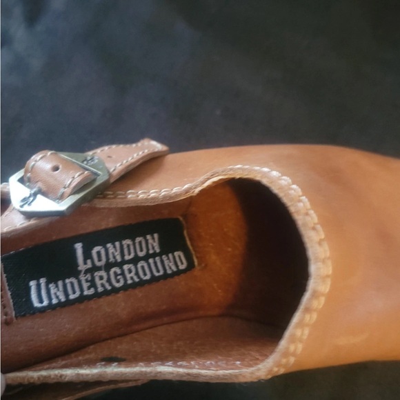 Rare vintage London Underground Tan Leather Platform Clogs - Picture 5 of 8